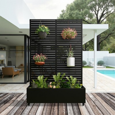 Lirago Iron Arch Mobile Planters Planting Box Trellis for Climbing Plants - 72x47