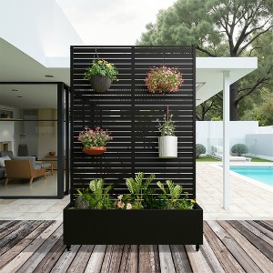 Lirago Iron Raised Garden Bed Mobile Planters Plant Box Trellis for Climbing Plants - 72x47 - 1 of 4