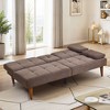 Futon Sofa Bed-Leather Small Futon Couch, Futon Lounge Sofa, Futon Convertible with Cup Holder - 4 of 4