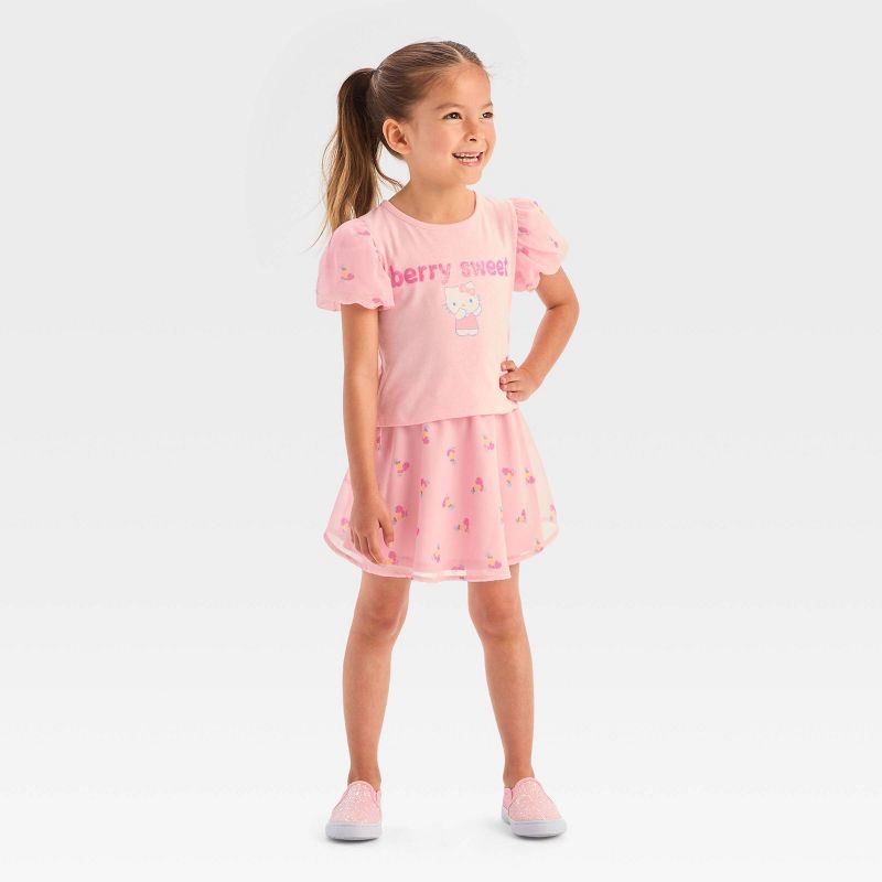 Toddler Girls&#39; Hello Kitty Top and Skirt Set - Pink, 3 of 4