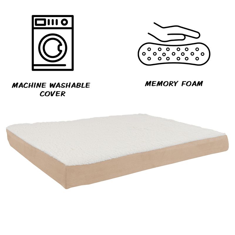 Orthopedic Dog Bed – 2-Layer Memory Foam Dog Bed with Machine Washable Top Cover – 36x27 Dog Bed for Large Dogs up to 65lbs by PETMAKER (Tan), 3 of 8