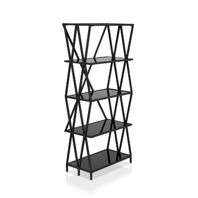 57.88" Werrin 5 Shelves Metal Display Bookshelf Black - miBasics
