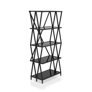 57.5" Werrin 5 Shelves Metal Display Bookshelf Black - miBasics