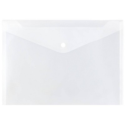 JAM Paper 12pk Plastic Envelopes with Snap Closure - Letter Booklet - 9 3/4 x 13 - Clear