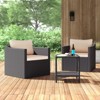 Barton 3 Pieces Outdoor Seating Group Patio Set With Cushion Seat Table, Black/Beige - 3 of 4