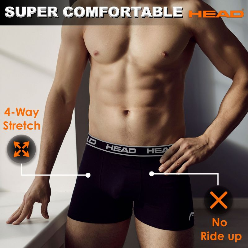 Head 6 Pack Men's Athletic Boxer Briefs Breathable Stretch No Fly Tagless Underwear, 2 of 6