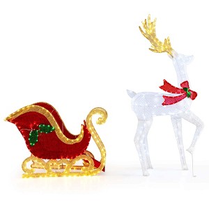 Costway Lighted Christmas Reindeer & Sleigh Set Light-up Xmas Decorations with 462 LED Lights - 1 of 4