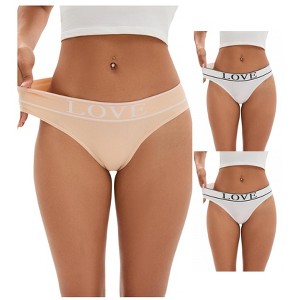 INSPIRE CHIC 3 Packs Women's Mid-Waisted Underwear No Trace Briefs High Elasticity Soft Strech Ladies Panties - 1 of 4