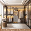 Besiost 96-In Closet Organizer with Wood Drawers, Closet System with Hanging Rods and Storage Shelves - 2 of 4