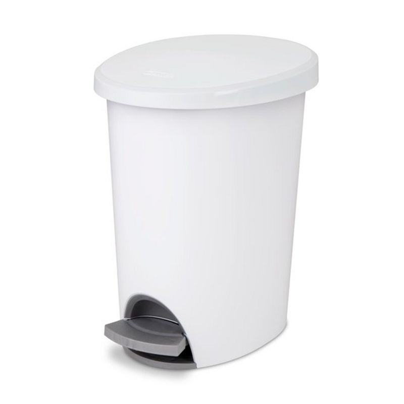 Sterilite Ultra StepOn Wastebasket with Lid, Ideal for the Bathroom, Bedroom or Home Office, Black Lid & Base with Pedal & Liner,, 2 of 7