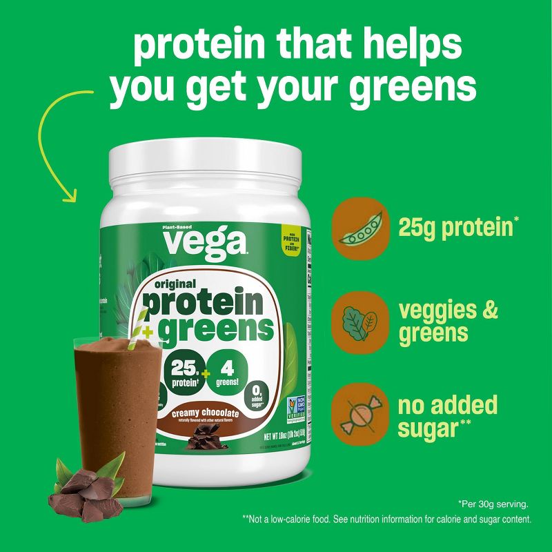 Vega Protein and Greens Vegan Plant Based Powder - Chocolate - 18oz, 5 of 9