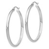 Black Bow Jewelry 2.75mm x 37mm Polished 14k White Gold Domed Round Hoop Earrings - 2 of 4