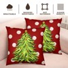 Christmas Throw Pillow Covers 18x18 Set of 2 Red Green Xmas Tree Polka Dots Print Decorative - 2 of 4
