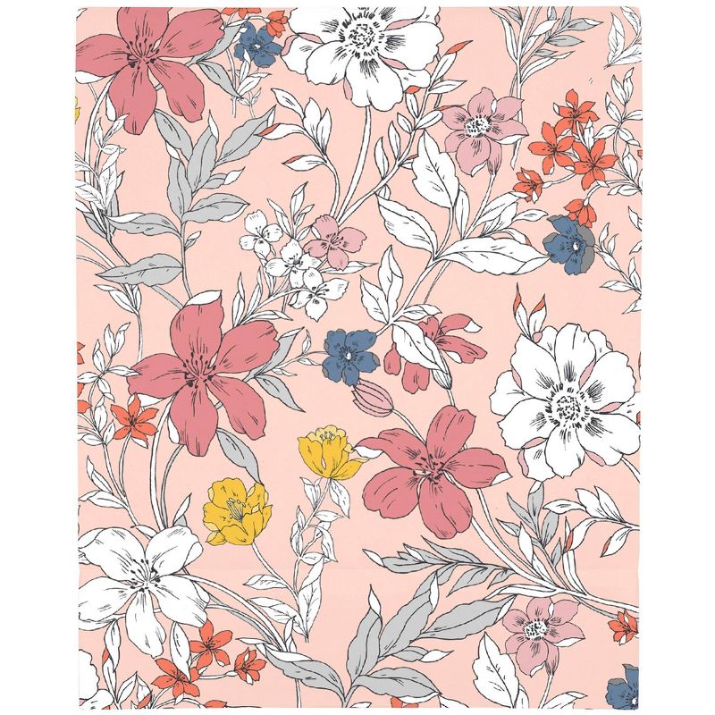 NoJo Super Soft Fitted Mini Crib Sheet - Happy Pink and White Floral, 3 of 6