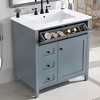 MAYEERTY 36" Bathroom Vanity with Sink Blue Gray MDF Rubberwood 3 Drawers Adjustable Shelf Freestanding - 2 of 4