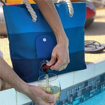 PortoVino Canvas Tote Bag that Holds and Pours 2 bottles of Wine
