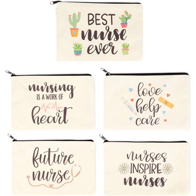 Sparkle And Bash 5-pack Canvas Makeup Bags For Nurse Appreciation Gifts ...