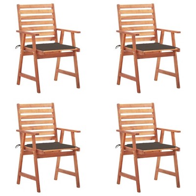 vidaXL Patio Dining Chairs 4 pcs with Cushions Solid Acacia Wood
