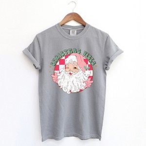 Simply Sage Market Women's Christmas Vibes Santa Short Sleeve Garment Dyed Tee - 1 of 3