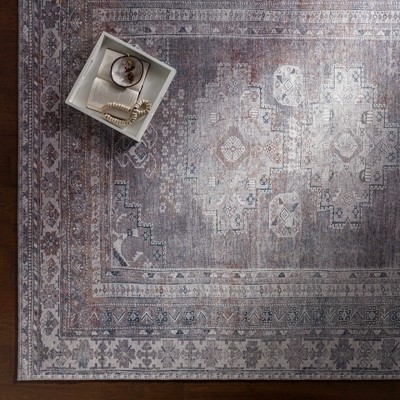 Hauteloom Gray and Cream Washable Chenille Area Rug
