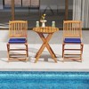 Costway Outdoor Folding Chairs Set of 2 Acacia Wood High-Back Chair with Seat Cushions Beige/Red/Navy - image 4 of 4