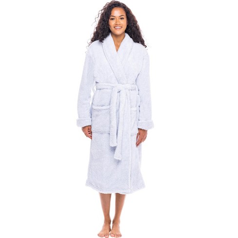 Alexander Del Rossa Women's Plush Fleece Robe, Shaggy Feather Bathrobe ...