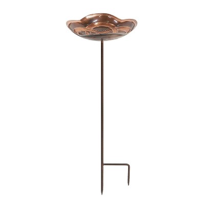 39" Celtic Dara Knot Birdbath with Stake Antique Copper Finish - ACHLA Designs