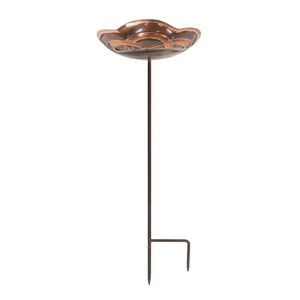 39" Celtic Dara Knot Birdbath with Stake Antique Copper Finish - ACHLA Designs: Weather-Resistant, No Assembly Required - 1 of 3