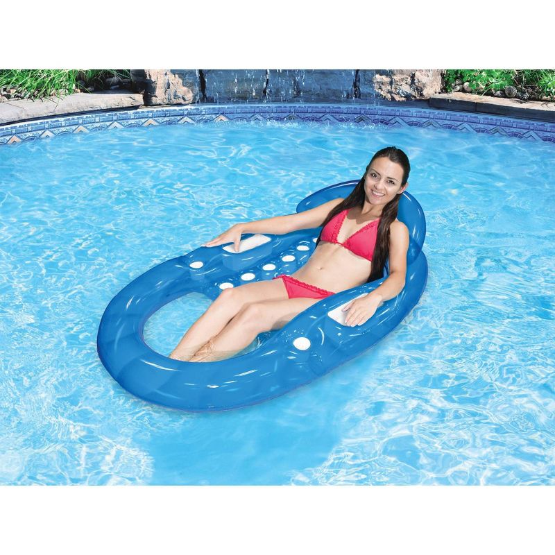 Poolmaster Deluxe French Lounge-Dual Pack Swimming Pool Floats - Blue/Red/White, 3 of 6