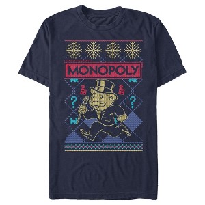 Men's Monopoly Ugly Christmas Uncle Pennybags T-Shirt - 1 of 4