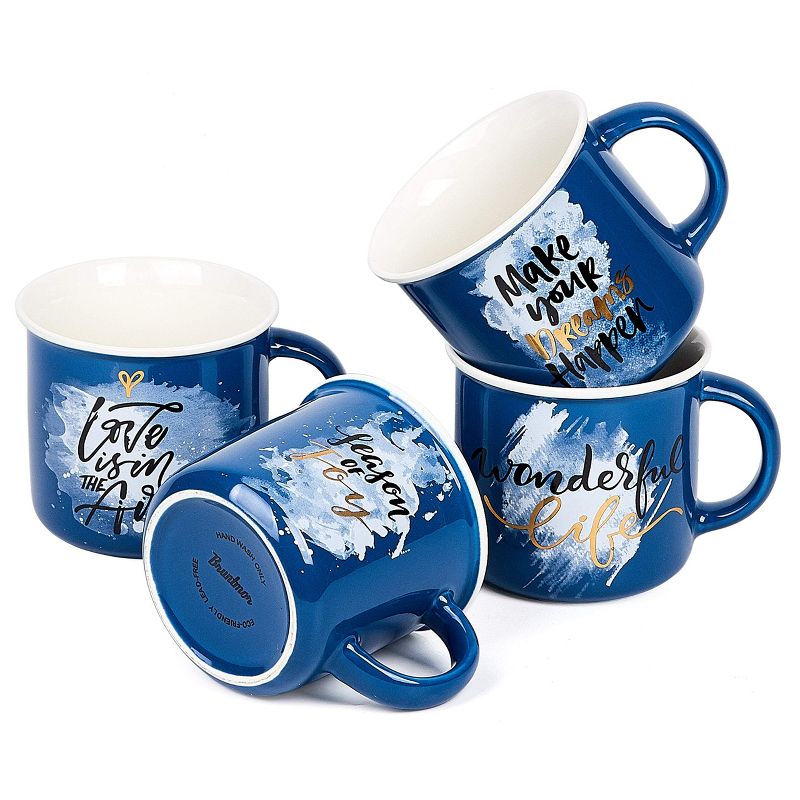 Bruntmor 18 Oz Porcelain Gradient Colors & Stacking Design Coffee Mug Set of 4, Blue, 4 of 7