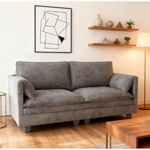Christopher Knight Home Meroy Mid Century Modern 74.27'' Loveseat Sofa with Side Pocket - 1 of 4