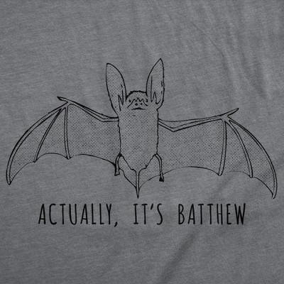 Мужские футболки Crazy Dog T-Shirts, Inc. Mens Funny T Shirts Actually Its Batthew Sarcastic Bat Graphic Tee for Men - Crazy Dog Men's T Shirt for Animal Lovers Dark Grey M — фото 2