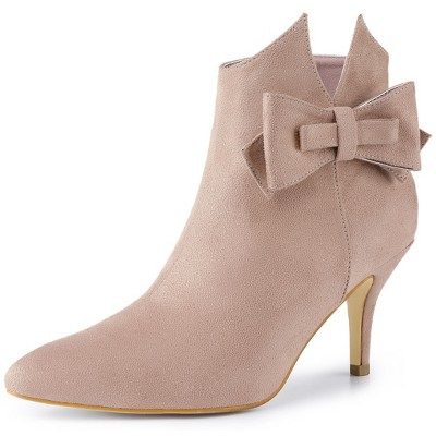 Allegra K Women's Stiletto Heel Pointed Toe Bow Ankle Boot