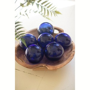 Blue Glass Decorative Ball – 4" Round Home Accent by Kalalou - 1 of 3
