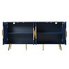 Stylish Sideboard, Wavy Geometric Design, Tapered Legs, Adjustable, Suitable For Study, Entryway And Living Room - 4 of 4