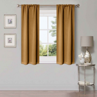 Classic Modern Solid Room Darkening Semi-Blackout Curtains, Rod Pocket, Set of 2 by Blue Nile Mills