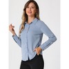 INSPIRE CHIC Women's Contrast Collar Chiffon Long Sleeve Work Office Blouse - 2 of 4