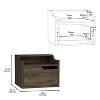 Vynxaria Winchester Floating Nightstand, Modern Dual-Tier Design with Spacious Single Drawer Storage, Dark Brown - 3 of 4