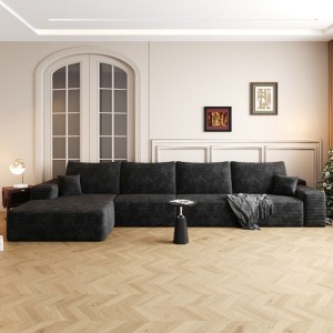 Cloud Couch with L-Shape Chaise,Modern Modular Sofa with Deep Seat, Upholstered Couches for Living Room Bedroom Black - 1 of 4