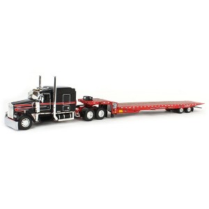 First Gear DCP 1/64 Viper Red Black Kenworth W900L with Landoll 440B-50CA Traveling Axle Trailer 60-2035 - 1 of 4