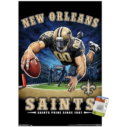 Trends International Nfl New Orleans Saints - End Zone 17 Unframed Wall  Poster Print Clear Push Pins Bundle 22.375' X 34' : Target