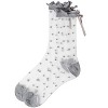 Memoi Women's Polka Dot Bow-Cuff Sheer Crew Sock - 3 of 4