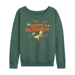 Women's - Dr. Seuss - Happy Halloween Eyes Lightweight French Terry Wide Neck Long Sleeve Shirt - 1 of 4