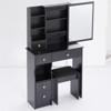 FONTOI Vanity Table with Cushioned Stool, Fashionable Dresser with Sliding Mirror&Drawers for Bedroom Small Space, Black, 12.6"*50.4"*29.2" - 4 of 4