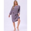 INSPIRE CHIC Women's Flannel Sleep One-Piece Dress Fuzzy Round Neck Soft Nightgowns with Pocket - 3 of 4