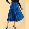 Allegra K Women's Vintage High Elastic Waist Velvet Pleated Flowy Swing Midi Skirt - 2 of 4