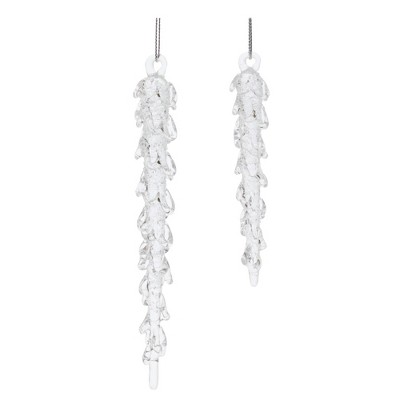 Dripping Glass Icicle Drop Ornament (Set of 12)