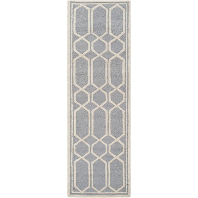 Ivory and Silver Hand-Tufted Wool Area Rug, 2'6" x 8'