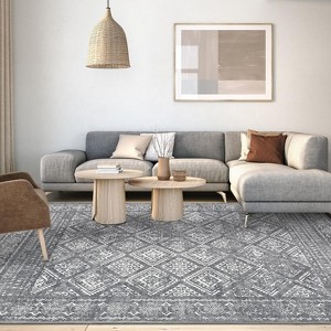 Distressed Boho Washable Indoor Soft Low Pile Non-Shedding Vintage Aesthetic Anti-Slip Rug, Nursery - 1 of 4